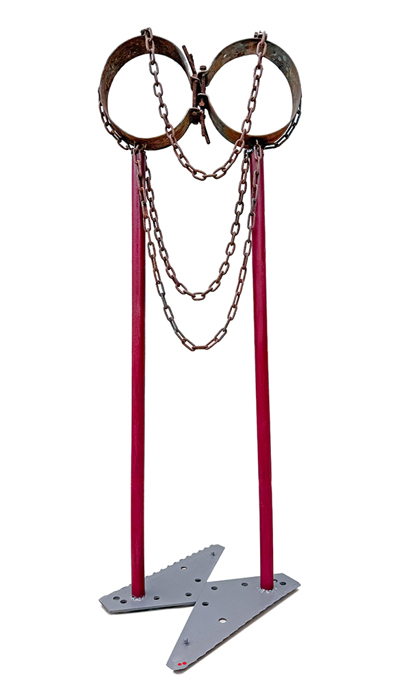 Triple Chained metal sculpture